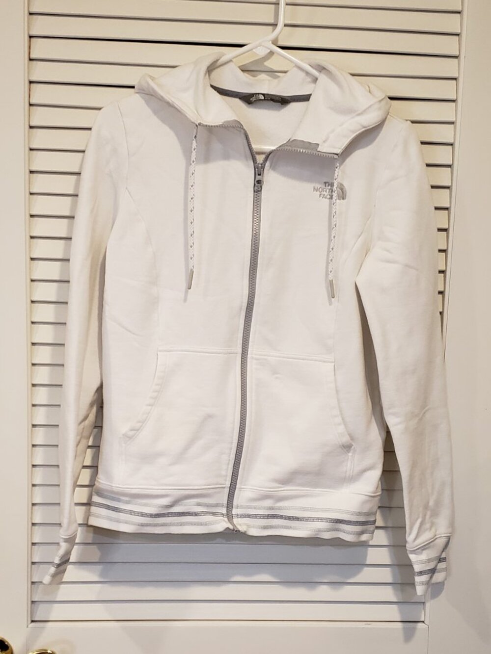 The North Face white and gray Full-Zip Hoodie Medium Jacket Cotton